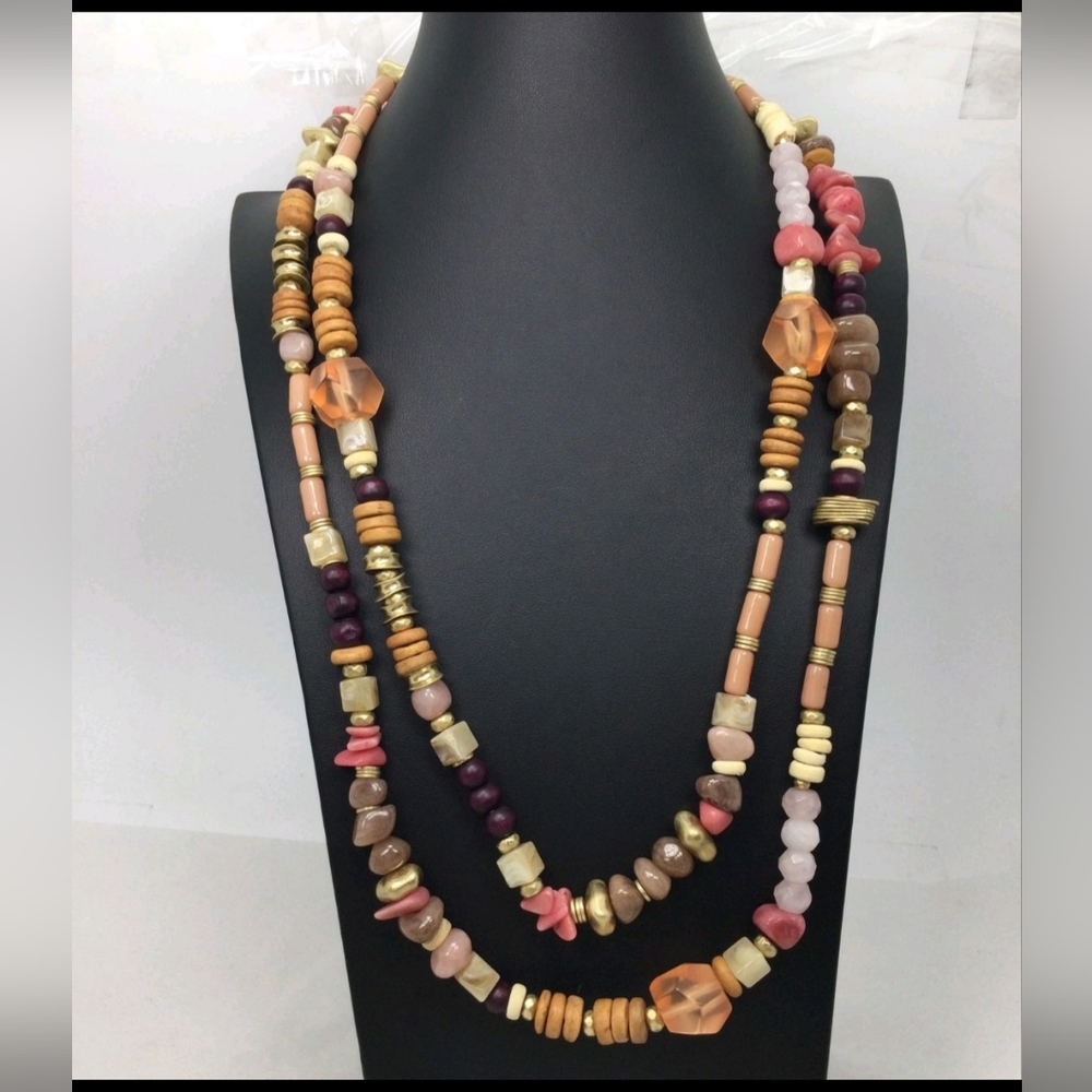 Chico's Pink and Orange Layered Necklace